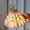 Helnys Tiffany LED Pendant Light Flower Glass Hanging Lamp for Home Decor