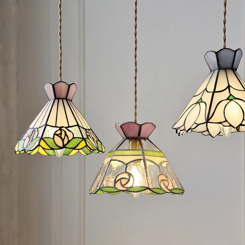 Helnys Flower Glass Copper Hanging Lamp: Nordic Modern LED Pendant Light