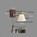 Helnys Wood Swing Arm LED Wall Light Rotatable Bedside Lamp