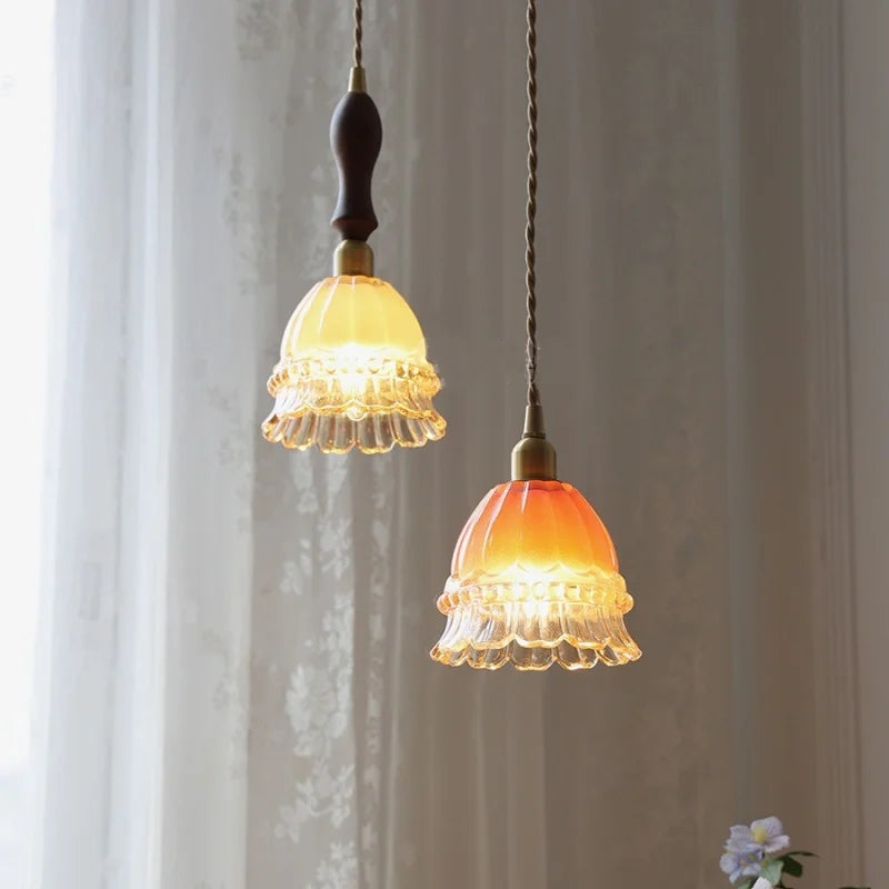 Helnys Nordic Walnut Wood LED Pendant Lamp - Modern Living Room Hanging Light