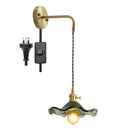 Helnys Amber Glass LED Wall Sconce for Living Room, Bedroom, Bar - Copper Wall Lamp