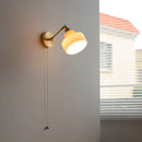Helnys Glass LED Wall Light Sconce Rotate Pull Chain Switch Bedroom Lamp