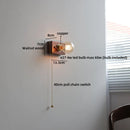 Helnys LED Wall Lamp Indoor Pull Chain Switch Stair Lighting Ash Wood Mirror Light.