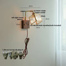 Helnys Walnut LED Wall Sconce Pull Chain Switch Rotatable Stair Light Fixture