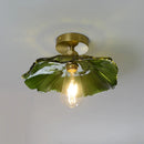 Helnys Green Glass Copper LED Ceiling Lights for Home Lighting in Bedroom Corridor Balcony