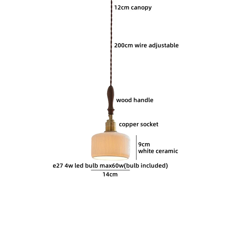 Helnys Ceramic LED Pendant Light Home Decor Hanglamp