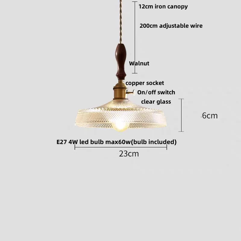 Helnys Glass LED Pendant Light: Modern Nordic Design, Knob Switch, Adjustable Hanging Lamp