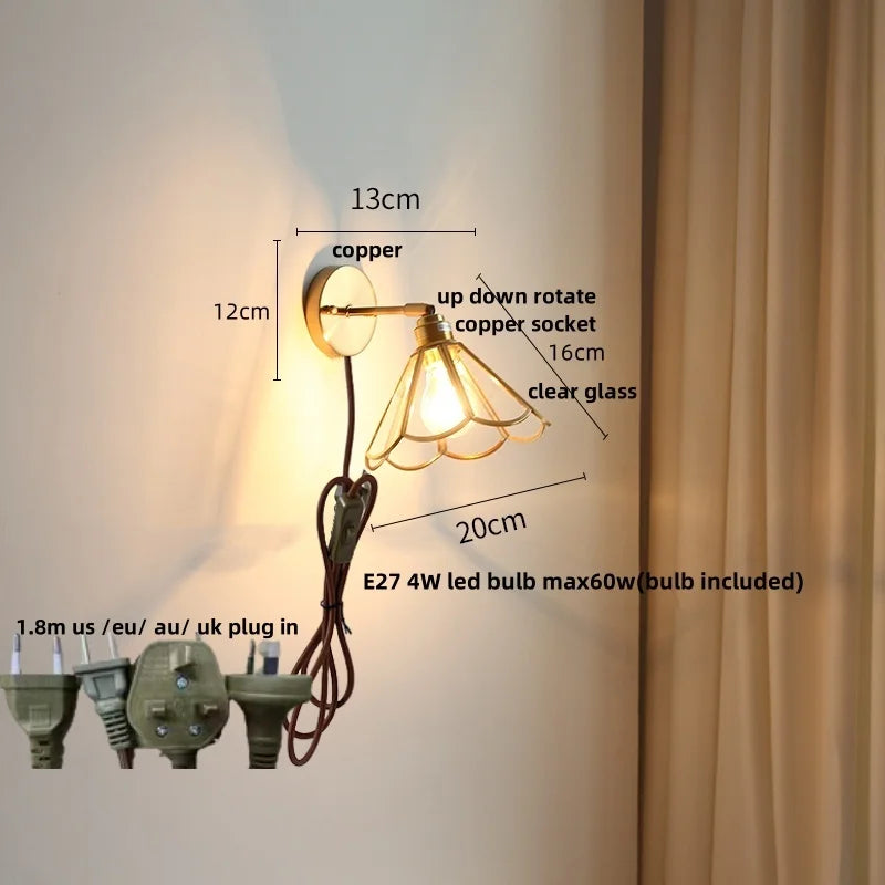 Helnys Gray Glass LED Wall Lights Modern Nordic Design