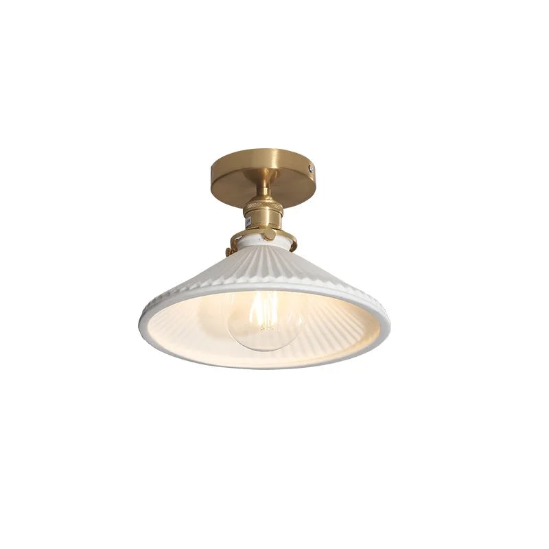 Helnys LED Ceiling Lights for Home Bedroom Living Room Balcony - Green Glass Copper
