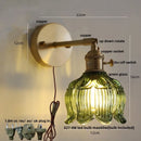 Helnys White Flower Glass Wall Lights with Pull Chain Switch