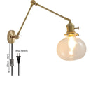 Helnys Smoke Glass Ball LED Wall Sconce - Modern Copper Long Arm Light
