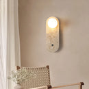 Helnys White Glass Stone LED Wall Lamp for Living Room Bedroom Wabi Sabi Mirror Light