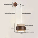 Helnys LED Adjustable Wall Lamp with Pull Chain Switch, Yellow Travertine White Glass