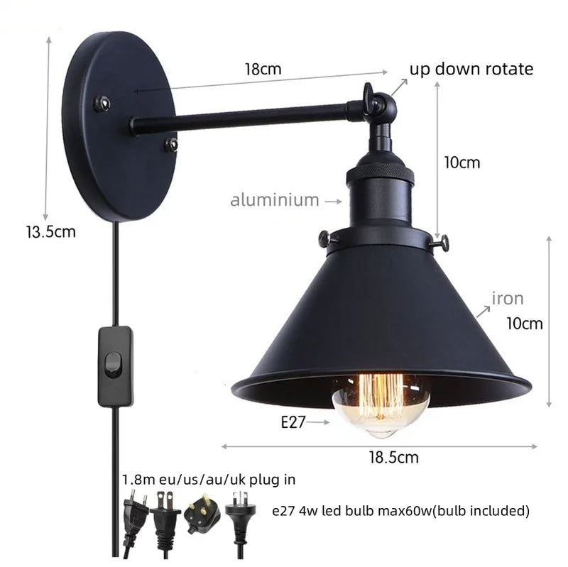Helnys Industrial LED Wall Lamps for Bathroom Mirror Stair Light Dinning Room Home Decor