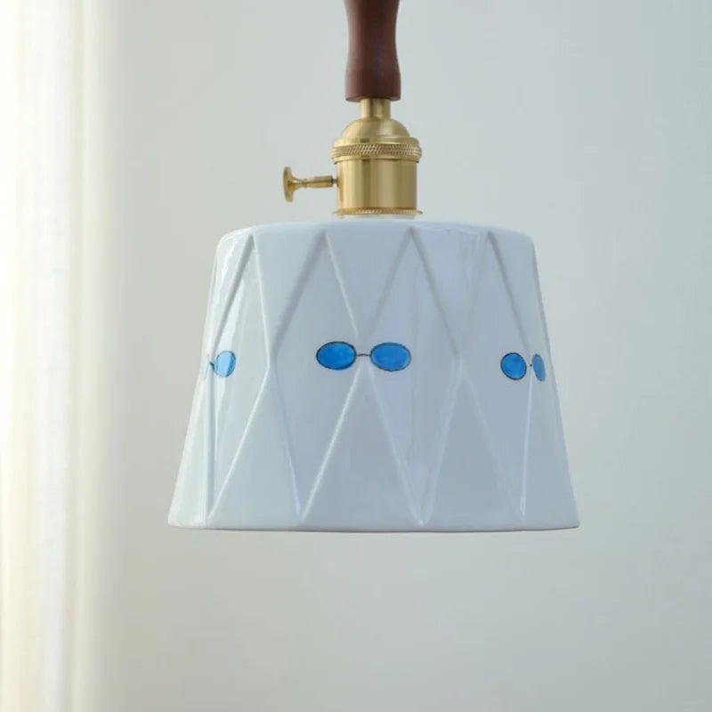 Helnys Ceramic Copper Knob LED Pendant Light Fixture - Modern Nordic Adjustable Hanging Lamp