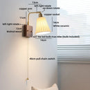 Helnys Vintage Brass Ceramic LED Wall Lamp with Pull Chain Switch