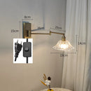 Helnys Glass LED Wall Sconce Adjustable Arm Bedroom Living Room Lamp