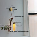 Helnys Adjustable LED Wall Light Clear Glass Copper Socket Bedside Lamp