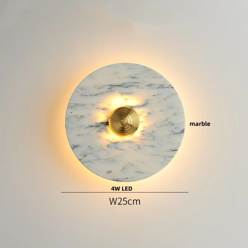 Helnys Marble LED Wall Sconce Round Modern Indoor Decor Light