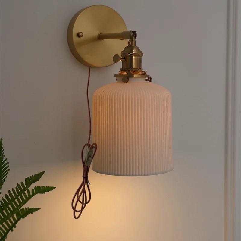 Helnys Ceramic Knob Switch LED Wall Lights for Bedroom Hallway Porch Mirror