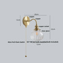 Helnys Green Class Ball LED Wall Light Fixture - Copper Socket Pull Chain Switch