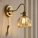 Helnys Glass Copper LED Wall Sconce with Switch and Knob - Modern Nordic Design