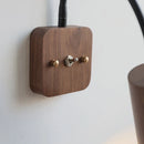 Helnys Vintage LED Wall Light Walnut Wood Black Hose Bedside Lamp
