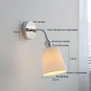 Helnys Silver Ceramic LED Wall Sconce Adjustable Arm Light for Bedroom & Living Room
