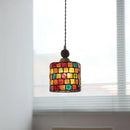 Helnys Glass LED Pendant Light Fixture with Walnut Wood and Copper Finish