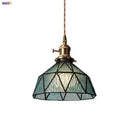 Helnys Blue Glass LED Pendant Light with Adjustable Copper Knob Switch