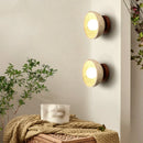Helnys LED Wall Light with Wood Base, Natrual Yellow Travertine, Nordic Modern Design