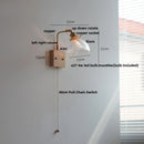 Helnys Glass Pink LED Wall Lights Pull Chain Switch Sconce Mirrror Light