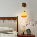 Helnys Amber LED Wall Lamp Walnut Wood Pull Chain Switch Applique Murale
