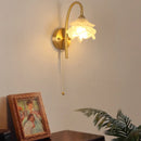 Helnys Glass LED Wall Sconce Pull Chain Switch Copper Base Stair Light