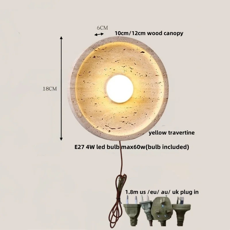 Helnys Yellow Cave Stone LED Wall Sconce with Pull Chain and Glass Stair Light