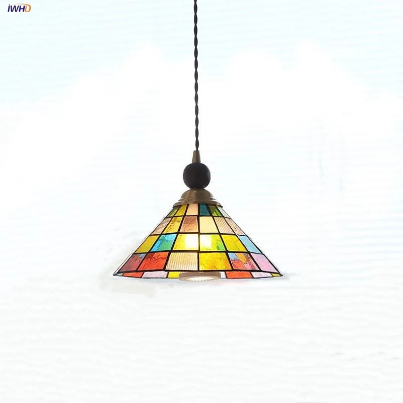 Helnys Glass Pendant Lights: Modern Nordic LED Kitchen Fixtures, Walnut Wood Hallway Bedside Lamps