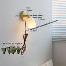 Nordic Modern LED Wall Lamp Walnut Pull Chain Switch Rotate Bathroom Light Helnys